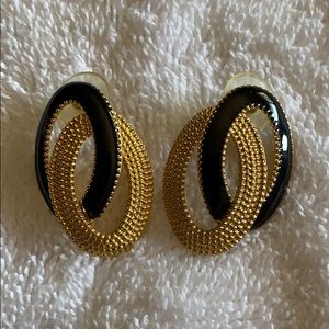 Black & Gold Pierced Earrings